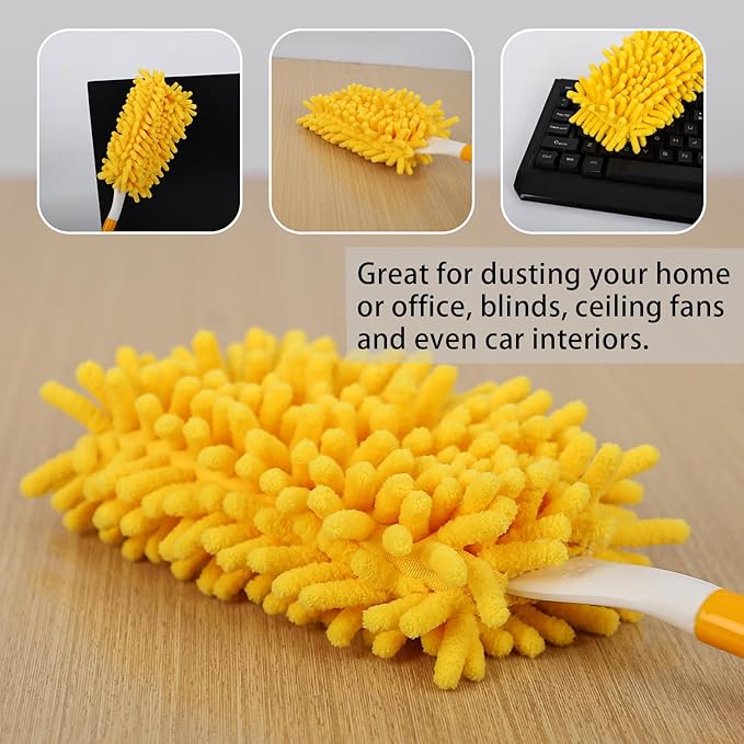 Reusable Duster Refill Compatible with Swiffer Hand Duster - 360 Heavy Duty Dusters Refills - Microfiber Ceiling Fan Duster for Swiffer Dusters Extended Handle, 2 Pack(Handle is Not Included)