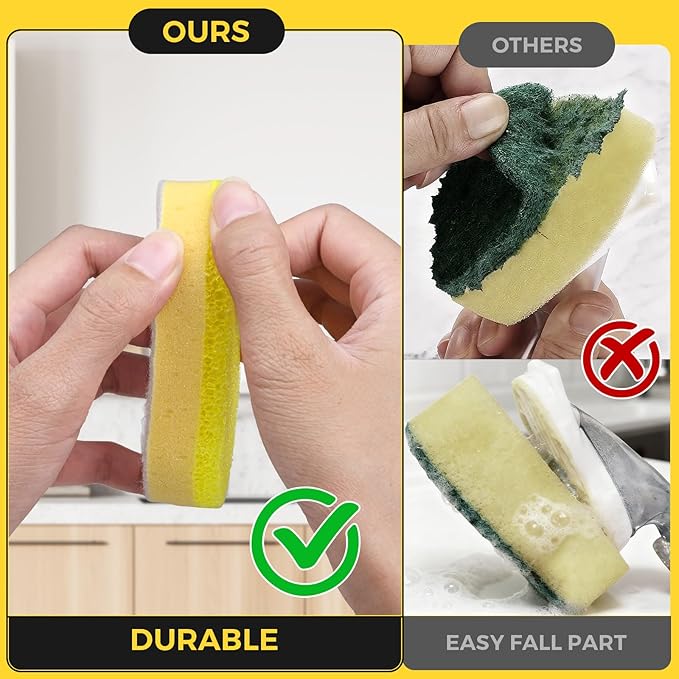Sponge Refills for Scrub Daddy Dish Daddy - 20 Packs Dish Wand Refills, Scrub Brush Replacement Heads, Dish Brush Replacement Head for Kitchen Cleaning, Yellow (Only Sponge Heads)