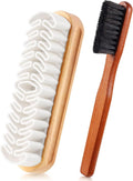 2 Pcs Suede Shoe Brush Nubuck Leather Cleaner Shoes Shine Dauber Crepe Applicators Set with Cleaning Eraser Cloth(2 Suede Detailing Brushes)