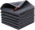 Mia'sDream Natural Cotton Tidy Dish Cloths Rags, Waffle Weave Towels, Soft and Absorbent Kitchen Hand Towel Washcloths, 12x12 inch 6 Pack (Dark Gray)