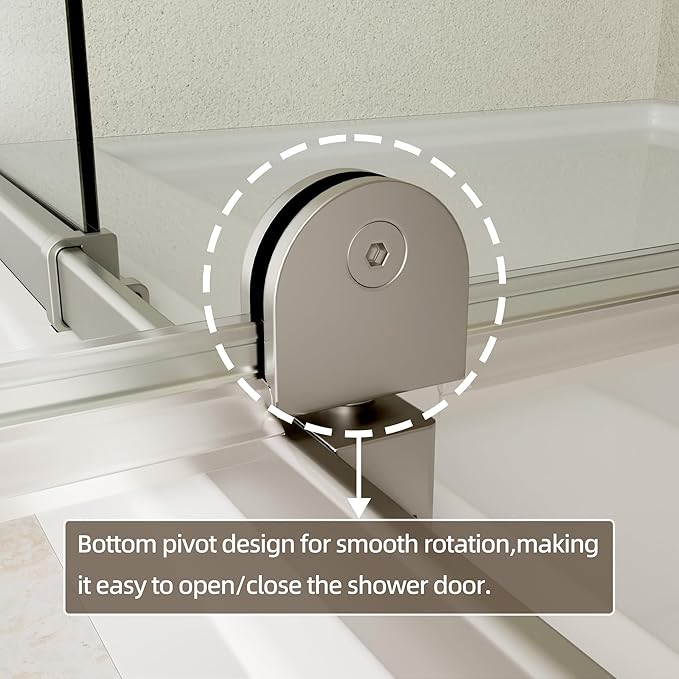 38-42" W x 71" H Pivot Swing Glass Shower Door,Pivot Frame Shower Door with 1/4"(6mm) Clear SGCC Tempered Glass,Chrome Finish Shower Doors,Reversible Installation