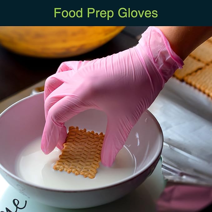 FifthPulse Pink Vinyl Disposable Gloves - Powder and Latex Free Medical Exam Gloves