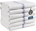 LANE LINEN Kitchen Towels, 6 Pack 14"x25" Dish Drying Towels, 100% Cotton Tea Towel with Hanging Loop, Reusable Napkin, Durable After Multiple Washes, Soft & Absorbent - Blue Stripe