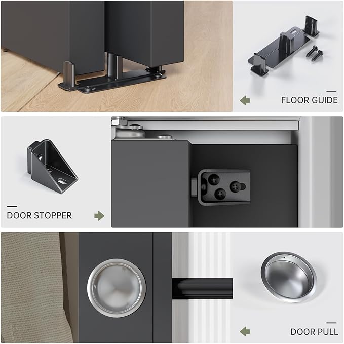 EaseLife 8FT/96in Bypass Double Sliding Pocket Door Hardware Kit,Commercial Grade,Aluminum,Bypassing Closet Doors Track for 4 Door System,Slide Smoothly Quietly,Easy Install,No Door