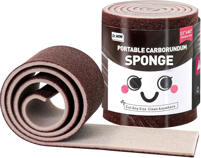 Carborundum Heavy Duty Scouring Sponges - Fiberglass-Free Nano Rust Eraser for Pots, Pans, Grill, Oven Racks & Sink Stains (3.5" x 40" SlimClever Roll)