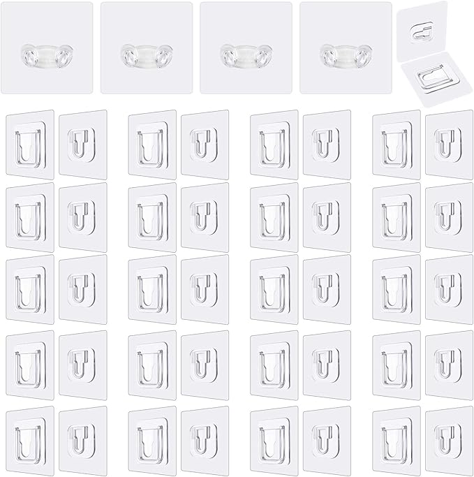 Double Sided Adhesive Wall Hooks,24 Pack Self Adhesive Hooks,Suitable for Hanging and Organizing