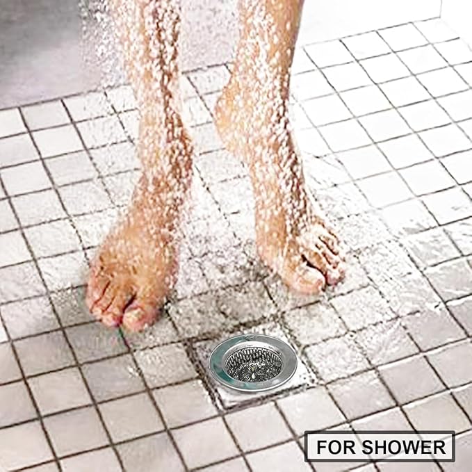 2PCS 3.0" Top / 1.75" Basket Bathtub Drain Strainers, Shower Drain Hair Catcher, Stainless Steel Drain Cover Basket for Bathroom Laundry Floor Drain