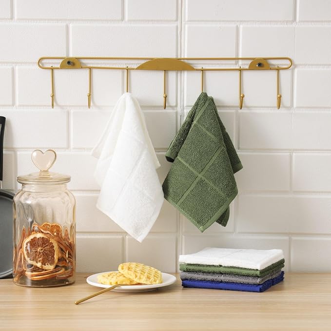 Glynniss Dishcloths Kitchen Highly Absorbent Dish Rags 100% Cotton Dish Cloths for Washing Dishes (Blue White)