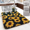 Dish Drying Mat Foldable Fall Kitchen Drying Mat Absorbent Sink Mat Multi-Purpose Coffee Pad Easy To Clean,Kitchen Gadgets,sunflower decor(sunflower) (12*16inches)