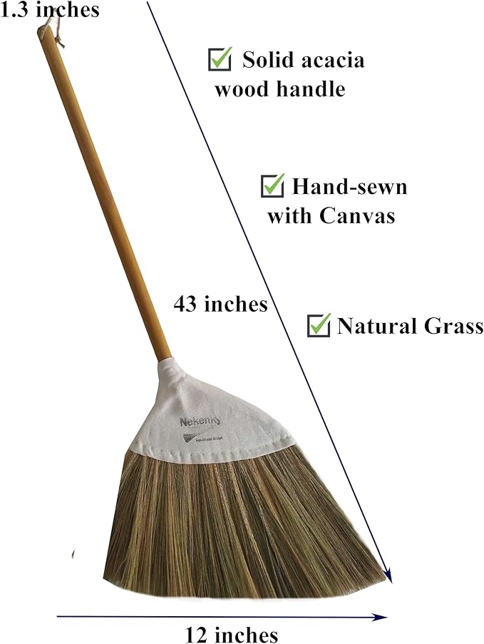 Traditional Vietnamese Handmade Broom, Durable, Perfect for Home use or as a Unique Wedding Gift, 42 inches Long.