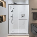 44-48" W x 72" H Bathroom Double Sliding Shower Door, Semi-Frameless Shower Glass Doors with 1/4" (6mm) Clear SGCC Tempered Glass and Stainless Steel Handles, Easy to Install, Chrome