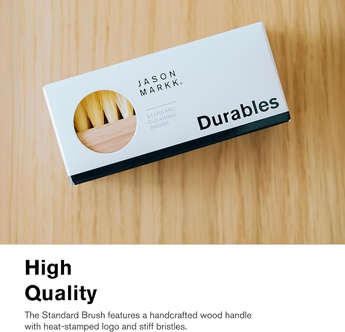 Jason Markk Standard Cleaning Brush - Handcrafted Wood Handle - Synthetic Bristles - Tough on Stubborn Stains & Dirt on Midsoles - Great for All-Around Shoe Cleaning - Works on Most Materials