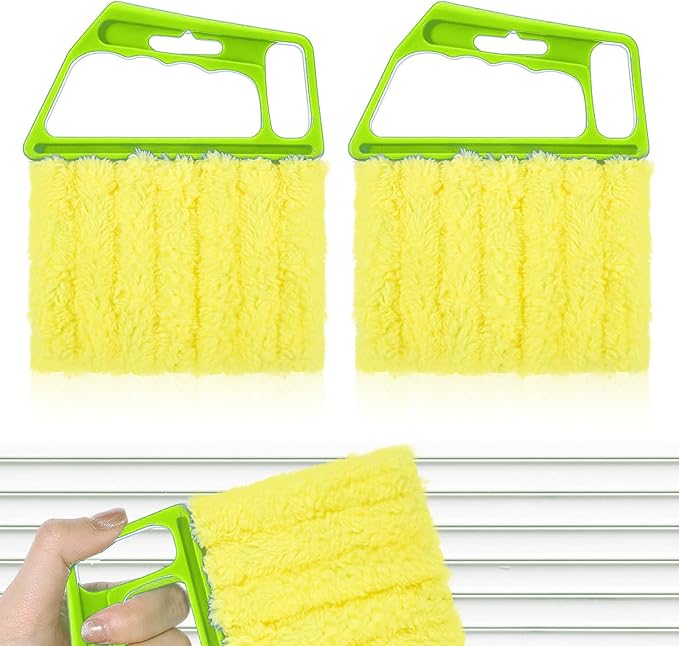 2-Pack Microfiber Blind Cleaner Tools - 7-Finger Washable Duster for Venetian Blinds, AC Vents, Fans & Wood Surfaces - Flexible Head with Non-Slip Handle
