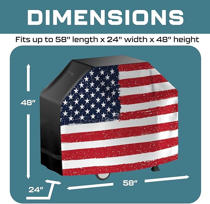Grill Cover for Outdoor Grill 58 Inch, Heavy Duty Waterproof BBQ Gas Grill Cover for Outside, UV & Fade Resistant, Compatible with Most 3-4 Burner Grills