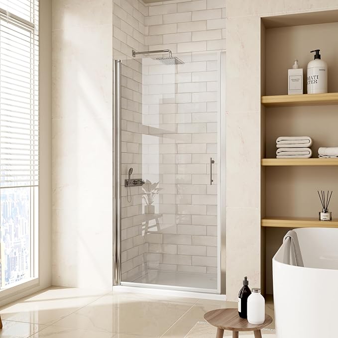 30-31.4" W x 72" H Shower Door,Royal Guard Frameless Pivot Shower Door with 1/4" Clear Tempered Glass, Pivot Swing Shower Glass Door,Chrome Finish