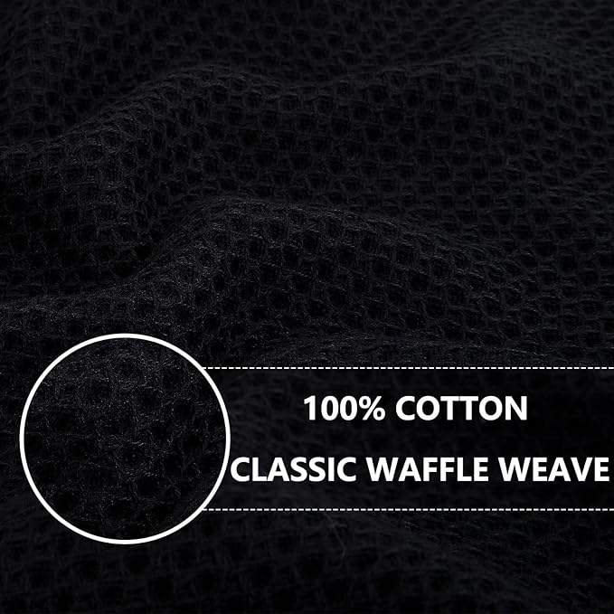 Homaxy 100% Cotton Waffle Weave Kitchen Dish Cloths, 4-Pack Ultra Soft Absorbent Dish Towels, Quick Drying Dish Rags, 12 x 12 Inches, Black