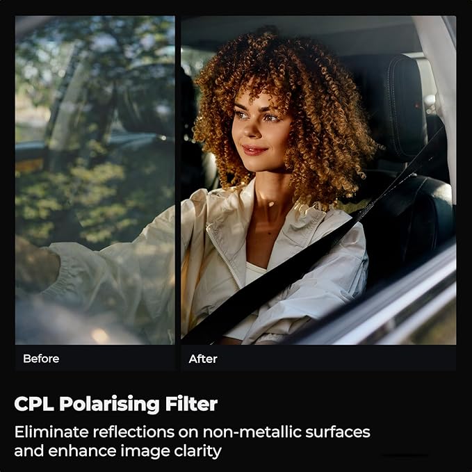 K&F CONCEPT 67mm Circular Polarizer Filter with Lens Cap Cleaning Cloth Optical Glass Ultra Slim 18 Multi-Layer Coatings Polarizing Filter for Camera Lens (K-Series)