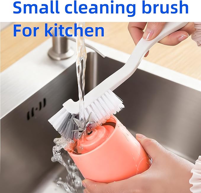 Dish Scrub Brushes with Handle for Kitchen，Small Cleaning Brush for Cup，Kitchen Sink，Blender，Crevice Cleaning Brush