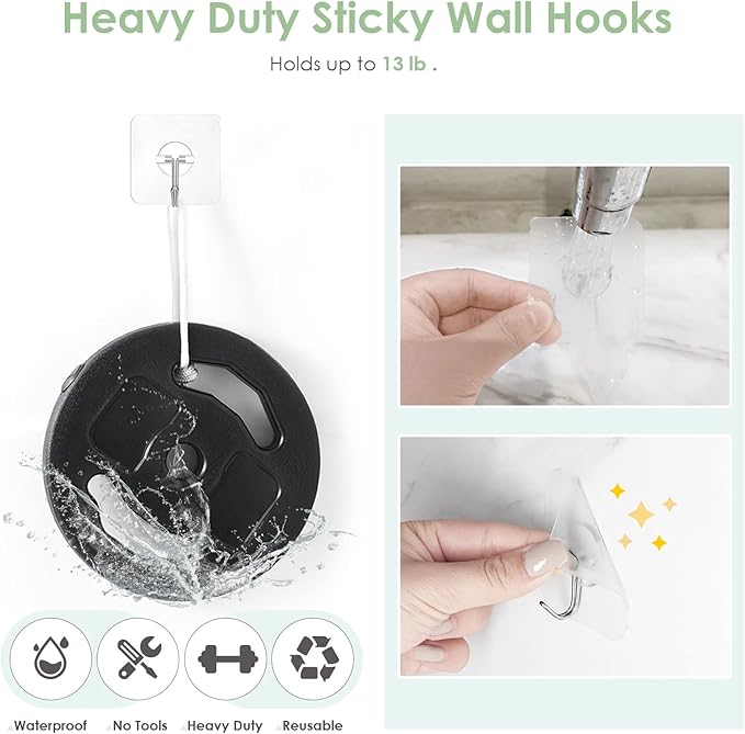 Wall Hooks for Hanging, Clear Removable Window Hooks 13 lb Stainless Steel Stick on Hooks Waterproof Self Adhesive Hooks for Shower Door Ceiling Kitchen Cabinet 10 Pack