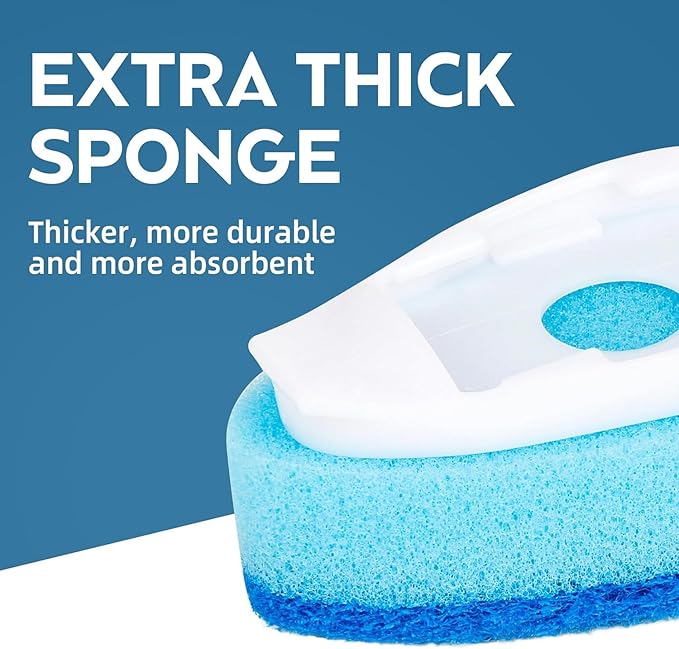 Dish Wand Sponge Refills, 6 Sponges Replacement Heads DishWand Non Scratch, Soap Control Handle Dispenser Scrubber Heavy Duty with Dishwashing Scrub Dispensing Brush Pads Cleaning Supplies （Blue）