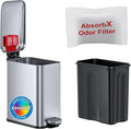 iTouchless 1.32 Gallon SoftStep 2.0 Bathroom Trash Can with Odor Absorber, Small Stainless Steel Step Pedal Garbage Bin with Removable Inner Bucket, Next Gen Quiet Close Lid Technology, Home Office