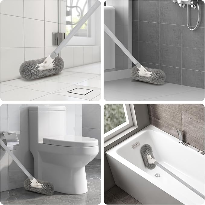 Hoklnuse Deck Brush with 51“ Long Handle for Cleaning Deck Boat Pool,360 Degree Durable Bristles Cleaner Tool Bathroom Spa Tub Floor Tile Clean Scrubber