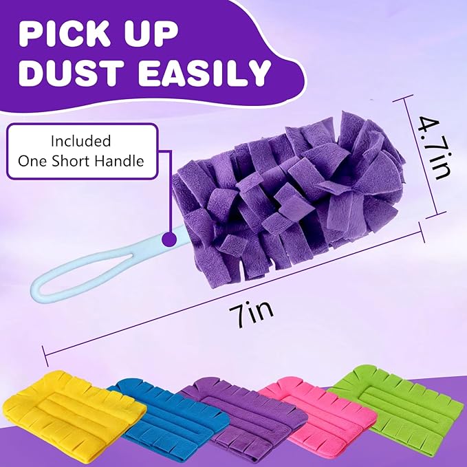 Duster Refill Reusable Fleece Duster Refills, Washable 360° Heavy Duty Dusters Refills Cleaning Pads for Home, Blinds, Car, Pet, Furniture, Fans (5 Pack-Mixed Color)