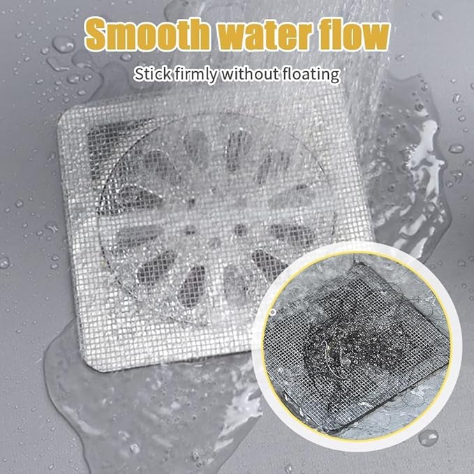 Shower Drain Cover Hair Catcher - 50 Pcs Disposable Hair Drain Stickers Shower Drain Mesh Stickers, Bathroom, Laundry, Bathtub, Kitchen, Sink, for Human and pet Hair (50)