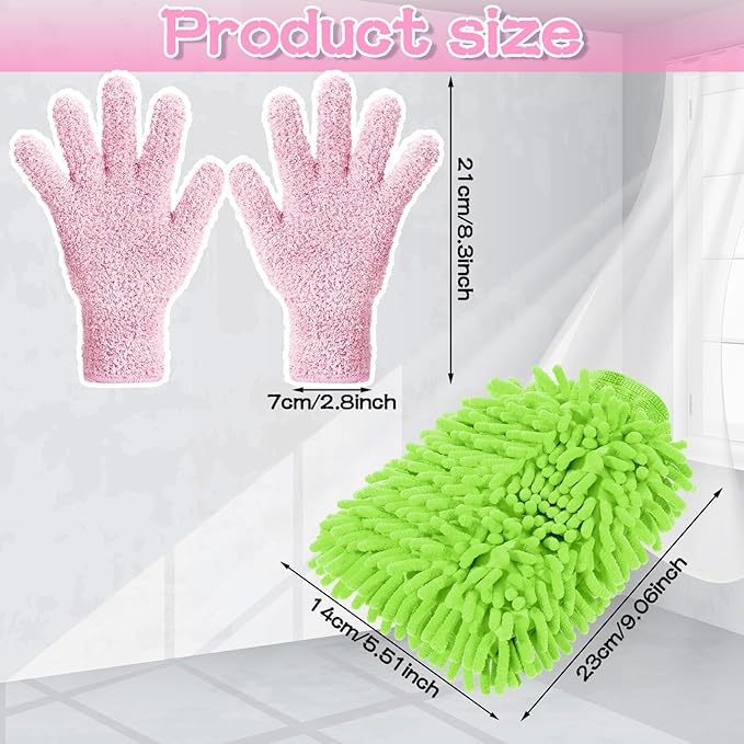6 Pcs Microfiber Dusting Mitt Gloves for Plants Washable Dusting Gloves for House Cleaning Furniture Car Washing