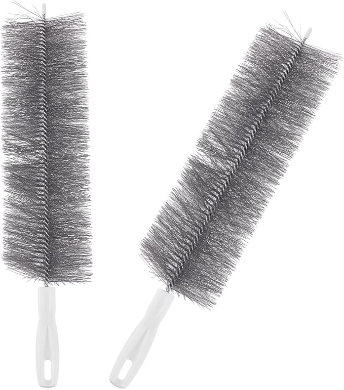 CREATCABIN 2Pcs Fan Cleaning Brush Flexible Fan Dusting Brush Gray Nylon Multifunctional Reusable Washable Bendable Microfiber Head Dust Collector Duster for Ceiling Fans Curtains Cars 15.8" x 3.2"