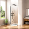 WinZo 33-34" W ×72" H Frameless Pivot Shower Door, Pivot Swing Shower Glass Doors with 1/4"(6mm) SGCC Clear Tempered Glass,Explosion-Proof Film, Reversible Installation, Matte Black