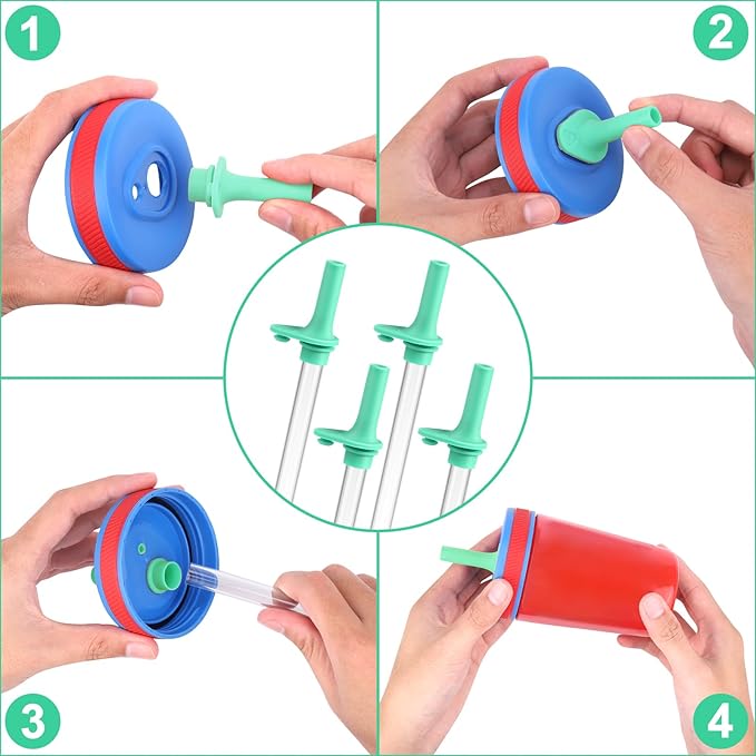 XANGNIER Replacement Straws and Bite Valve Compatible with Zak Designs Kelso 15 oz Tumbler Water Bottle,4 Pcs Silicone Straws with Cleaning Brush for Zak Designs Kelso 12 oz Cups,Dark Green