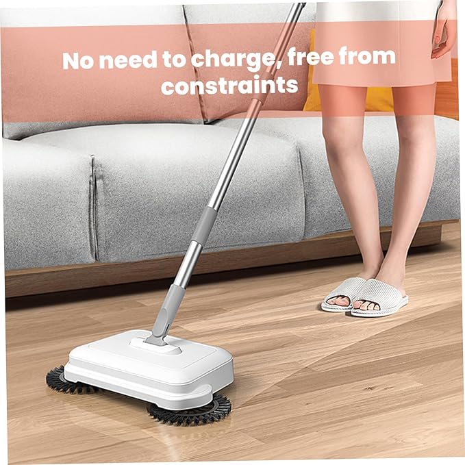 Floor Sweeper, 2-in-1 360° Rotating Hand Push Sweeper with Long Handle, High-Efficiency Manual Carpet & Hard Floor Cleaning Tool for Home & OfficeFloor