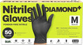 SUPER+ HEAVY DUTY Nitrile Gloves 8 Mil Diamond Texture Disposable Chemical Resistant Powder &Latex Free Food Safe Black 50 Ct