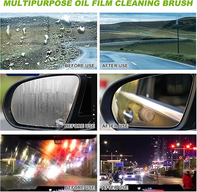 2Pcs Automotive Oil Film Cleaning Brush,Reusable Oil Film Cleaning Brush,Glass Cleaning Board,Oil Film Cleaning Brush,Car Glass Oil Film Cleaner for Windshield Improves Clarity and Visibility, Green
