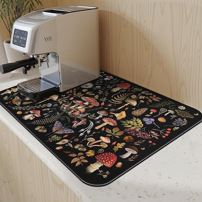 Dish Drying Mat for Kitchen Counter Matt, 2PCS 23"x15" Dish Drainer Mat & 24"x5.5" Sink Splash Guard, Super Absorbent Non-slip Rubber Backed