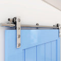 CCJH 7FT Stainless Sliding Barn Door Hardware Kit Heavy Duty for Single Wooden Door (Flat Shape Hanger)