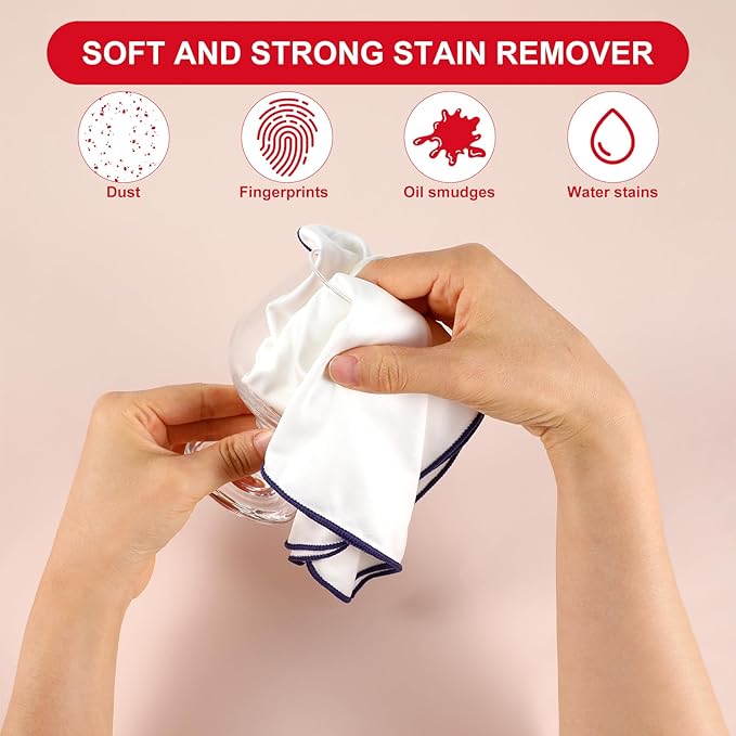 5 Pcs Wine Glass Polishing Cloths Large Microfiber Cleaning Cloths 20 x 14 Inch Lintless Towels for Drying Wine Glasses Cleaning Window Stemware Dishes Glassware (5 Colors)