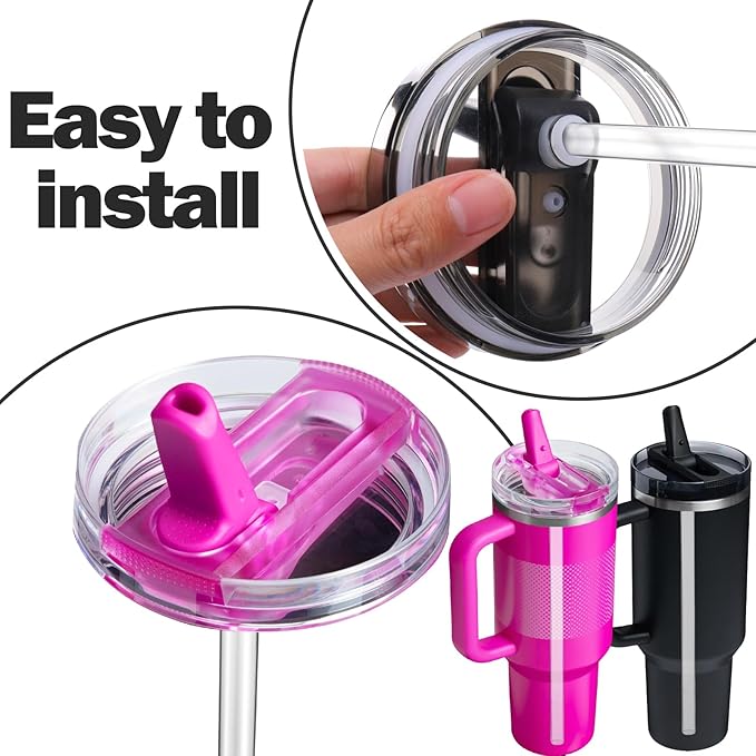 Replacement Straws for Stanley Quencher ProTour Flip Straw Tumbler 40oz, Reusable Straw with Cleaning Brush, Cup Accessories for Stanley (Transparent, for Stanley Quencher ProTour 40oz)