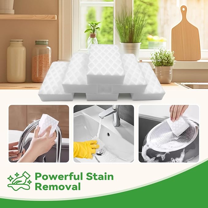 Magic Sponge 2X Density, Multi-Purpose Long Lasting Melamine Sponge, Water-Activated Cleaning Sponge Eraser for Kitchen, Bathroom, Wall, Shoes & Car Interior, Extra Durable, Non-Scratch (20)