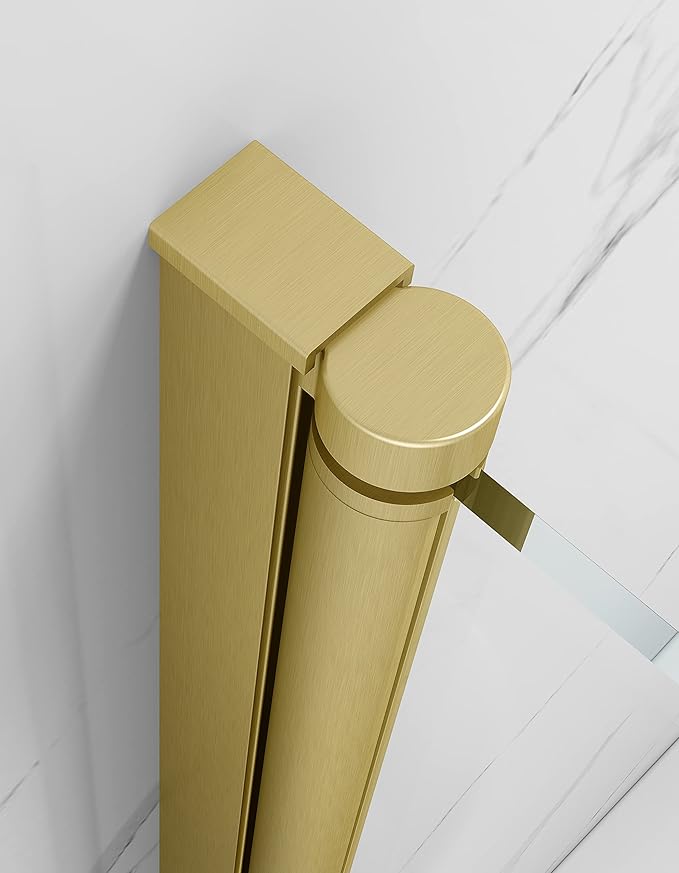 Sunrosa Pivot Tub Shower Door 34"58", Folding Bathtub Door With Tempered Glass, Frameless Design With Towel Bar, for Bathtub in Brushed Gold