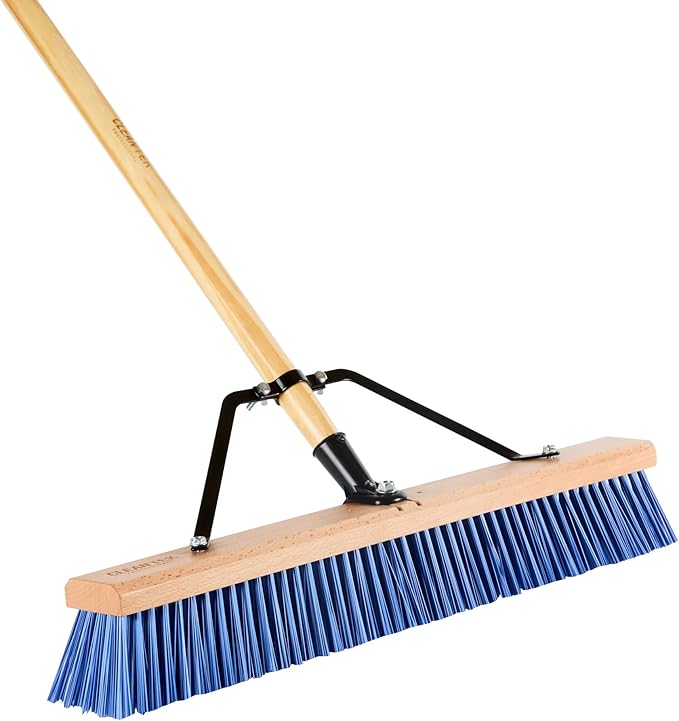 Restaurantware-BROOM HEAD ONLY: Clean Tek Professional 24-Inch Broom Head, 1 Heavy-Duty Push Cleaning Tool - Handle And Brace Sold Separately, Heavy Plastic Bristles, Wooden, Commercial Use