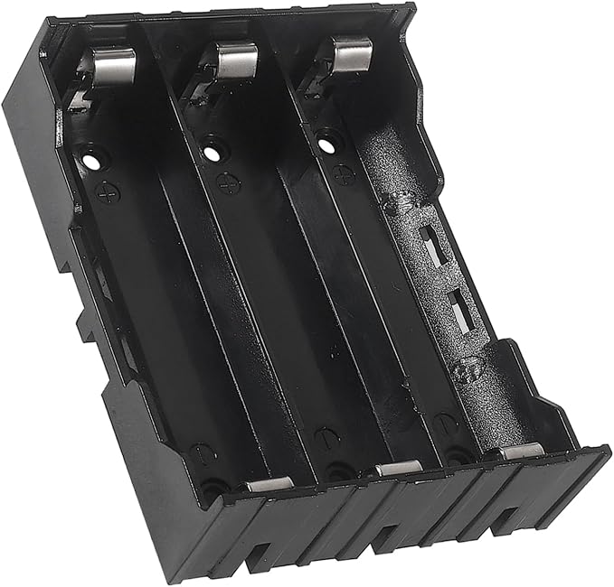 18650 Battery Case Holder 3 Slots X 3.7V 18650 Battery Storage Box, in Parallel Black Plastic Batteries Clip Box with Pin for DIY Parallel or Series Circuit PCB Projects (6pcs ABS 3 Slots)