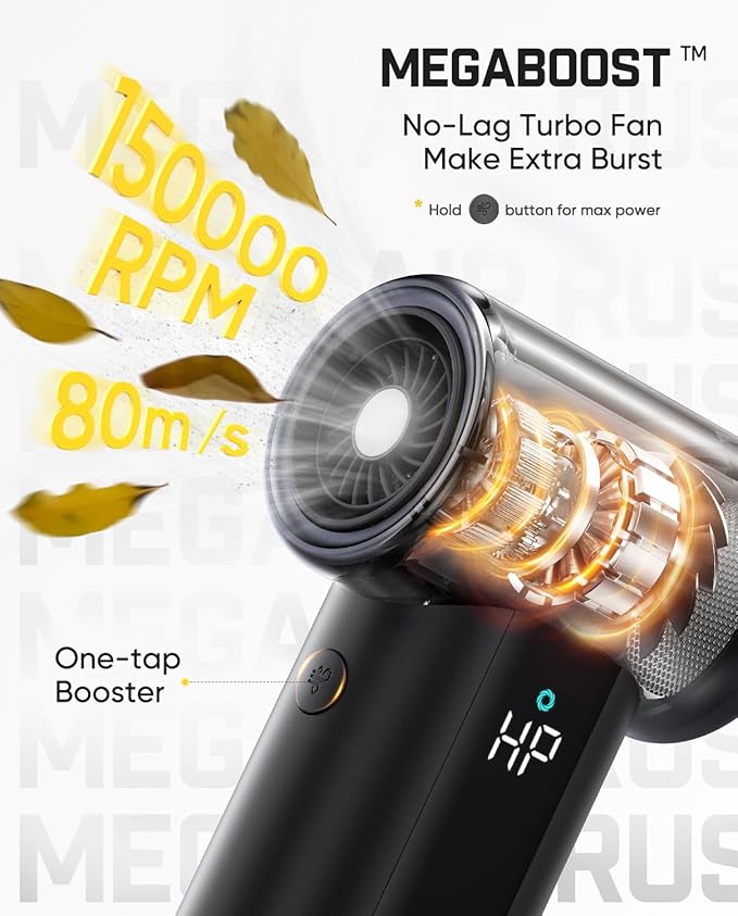 Fanttik Gust B11 Pro Max Electric Air Duster, 150000RPM Brushless Motor, Compressed Air Duster, 100 Gears Adjustable, One-tap Booster, 28.08Wh Rechargeable Battery, Electric Duster for PC, Car, House