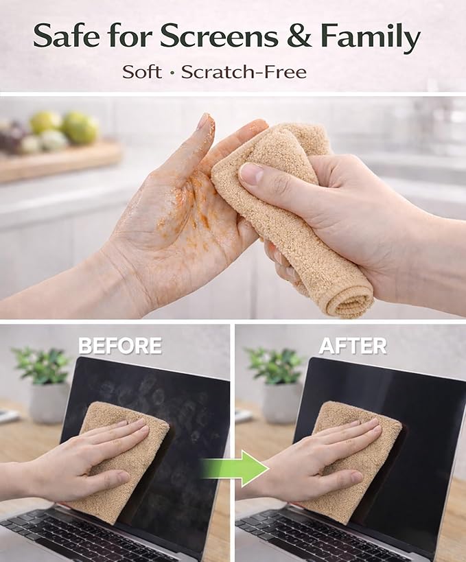 Microfiber Cleaning Cloth Roll - 100 Pack Tear Away Microfiber Paper Towels, Reusable, Washable, Scratch-Free, Kitchen Towels for Car, Home, Kitchen, Glass, Dishes (Wheat Beige)