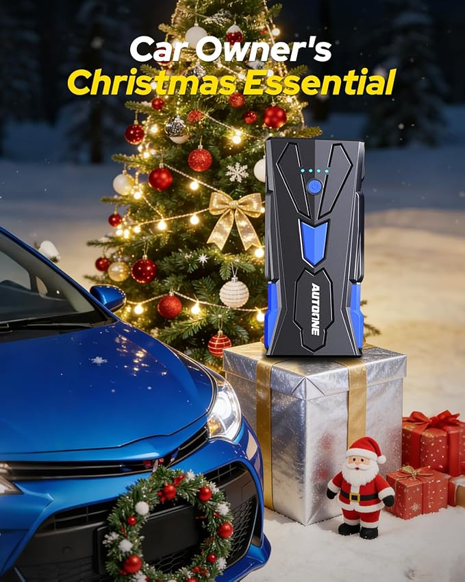AUTOONE 6000A Car Battery Jump Starter Up to All Gas & 12L Diesel Engine, Car Battery Jumper Starter Portable 12V Jump Box with USB Output, Storage Case, LED Flashlight