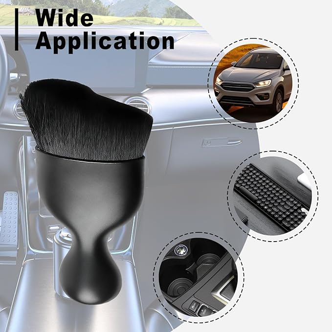 Car Detailing Brush, Deep Crevice Cleaning Soft Bristle Cleaning Brush, Curved Soft Bristles Auto Removal Dust Collectors, Car Interior Dust Tool for Dashboard, Leather, Door Panels (Black)
