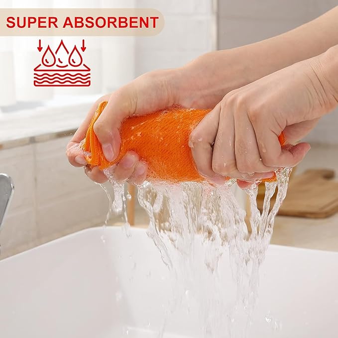 Kitinjoy 100% Cotton Waffle Weave Kitchen Hand Towels (13 X 28 Inches, Orange), 8-Pack Super Soft and Absorbent Dish Towel for Drying Dishes