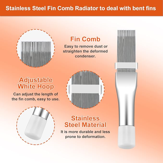 Cenipar Air Conditioner Condenser Fin Comb Set 2PCS Include FCR6 Fin Comb and Metal Radiator Fin Comb Compatible with Air Conditioner HVAC Fin Comb Straightener ﻿