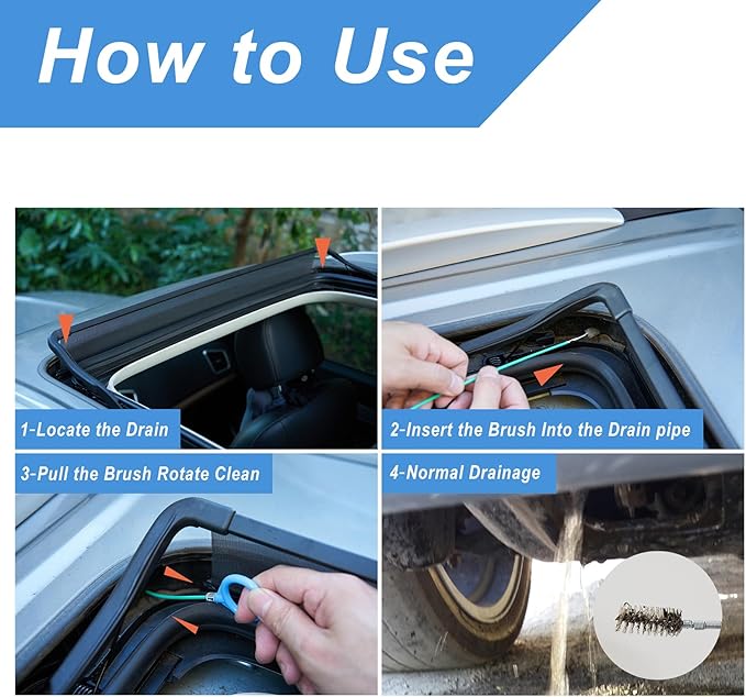 Auto Sunroof Drain Cleaning Tool 118 Inch with Stainless Steel Hinges & Eco POM, Flexible Scratch-Free Cleaner for Car Sunroof & Windshield Drain, Also for Fridge & Fish Tank & AC Drains Pipe